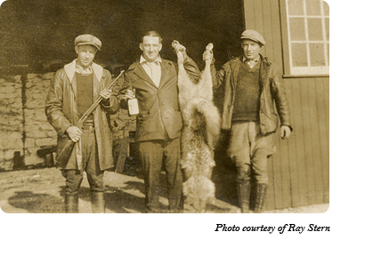 When Dr. McCleery's wolf park between Gap and Coatesville closed, all of the wolves were shot. The man on the left in this photo is George Stern and the man in the middle is probably Maurice Hanna. Photo courtesy of Ray Stern.